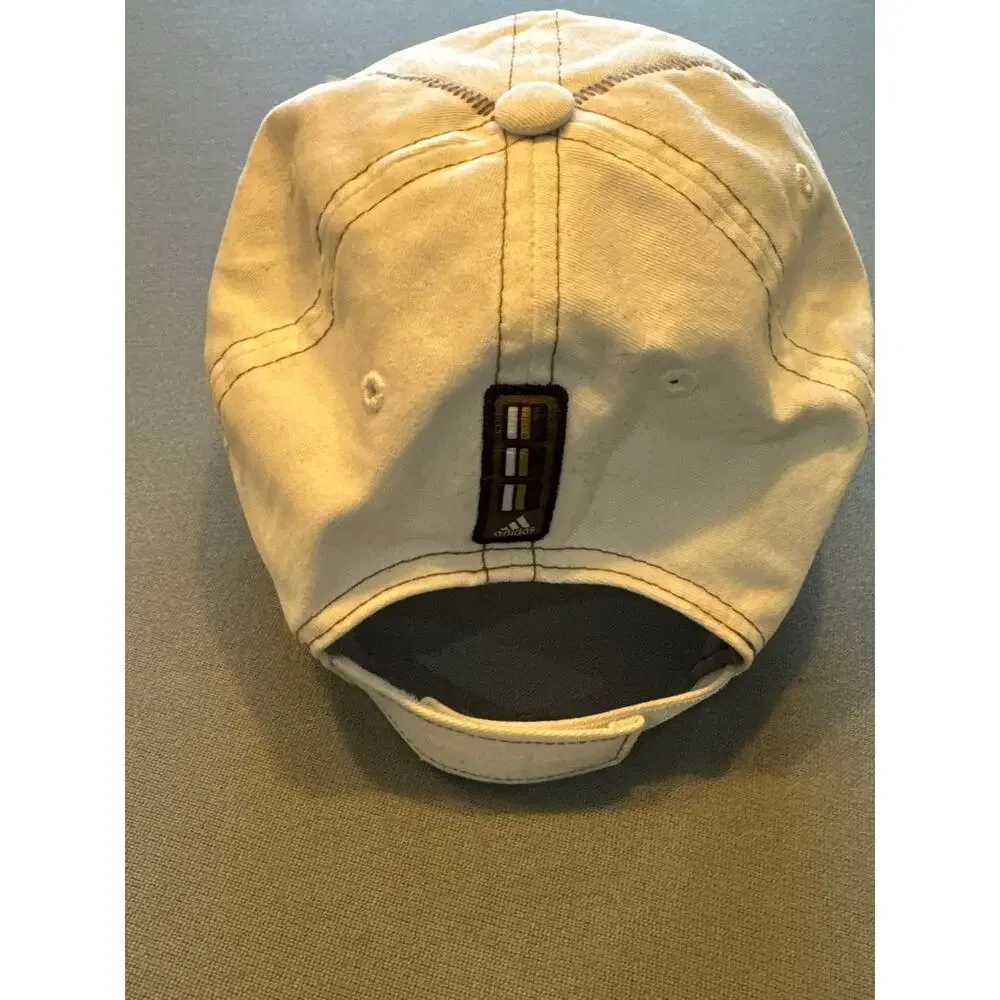Adidas Baseball Cap Hat White Brown Contrast Stitch Logo Adjustable One Size